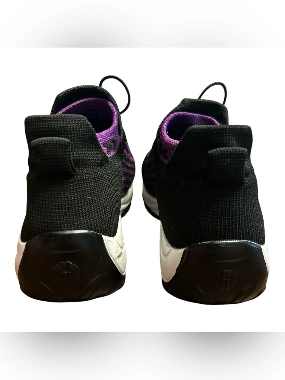 Women’s Comfort Wear Black Knit Slip-On Walking Shoes with Elastic Laces Size 8